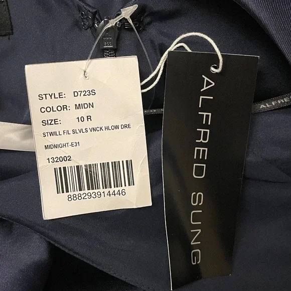 New Alfred Sung SLEEVELESS PLEATED SKIRT HIGH LOW DRESS WITH POCKETS MIDNIGHT - Picture 6 of 6